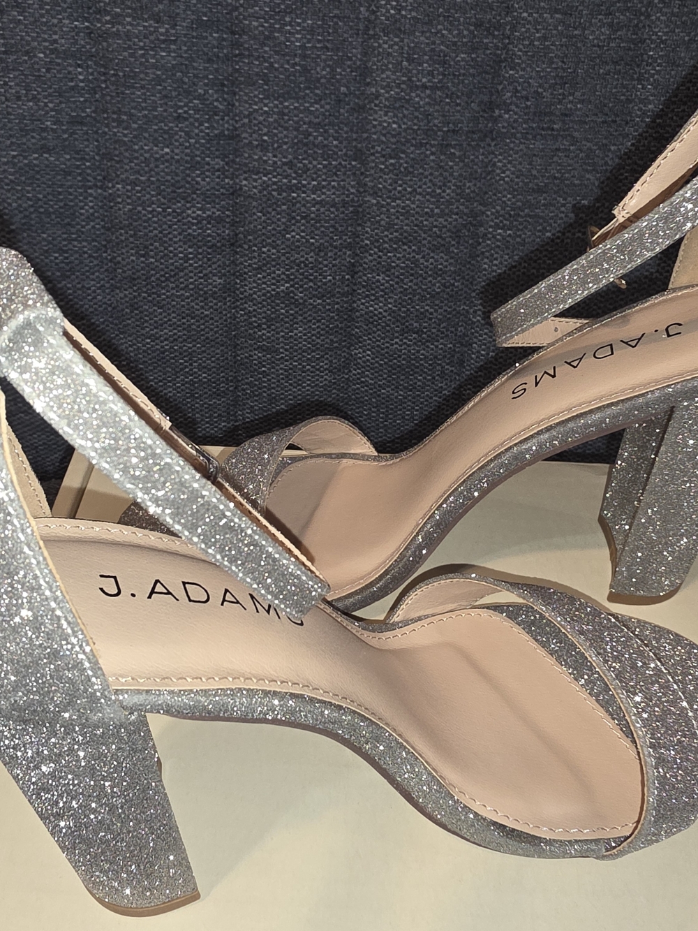 Adams Silver Glitter Block Heel Sandals